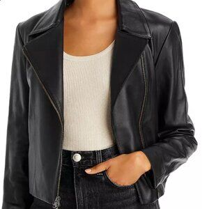 Vince Classic Leather Crossover Jacket in XS
